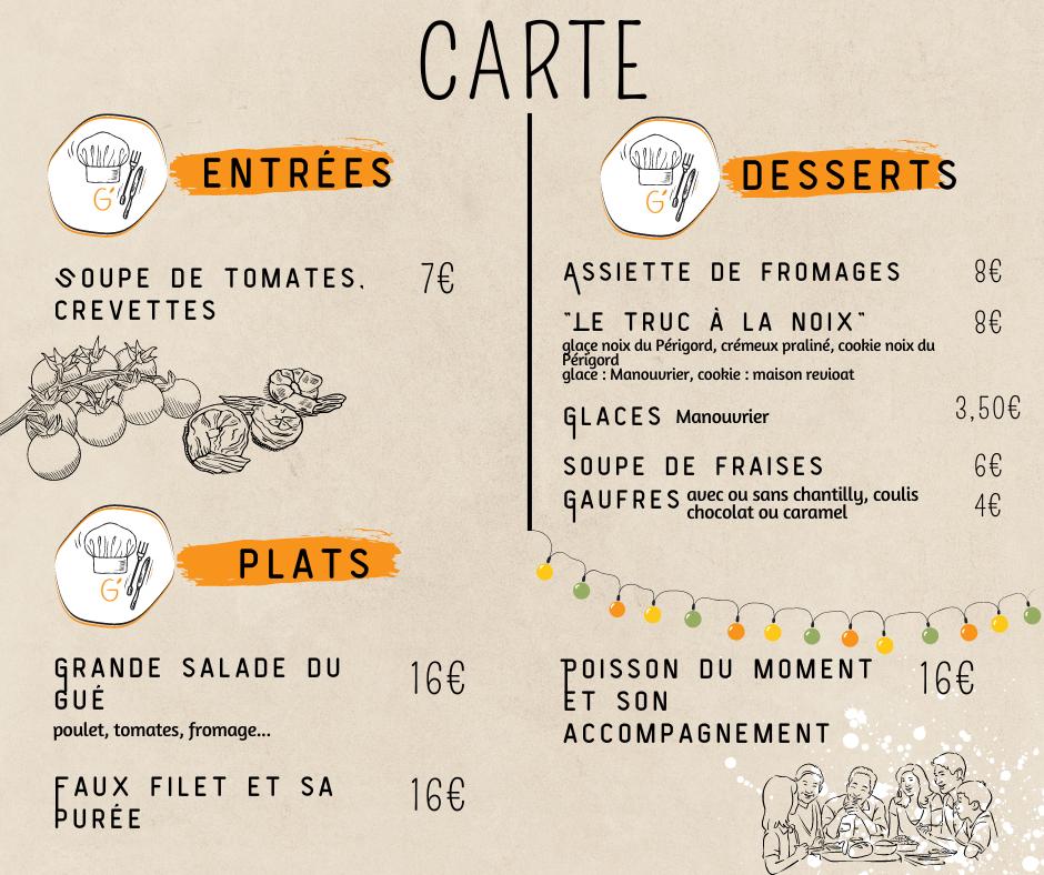 La Guinguette du Gué - Restaurant Savignac les églises - Menu Image 1